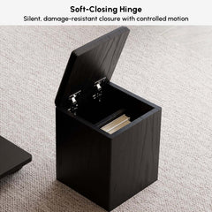 Modern Black Coffee Table with Storage Drawers & Wheels