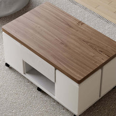 Modern Black Coffee Table with Storage Drawers & Wheels
