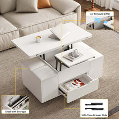 Modern Black Coffee Table with Storage Drawers & Wheels