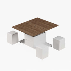 Modern Black Coffee Table with Storage Drawers & Wheels
