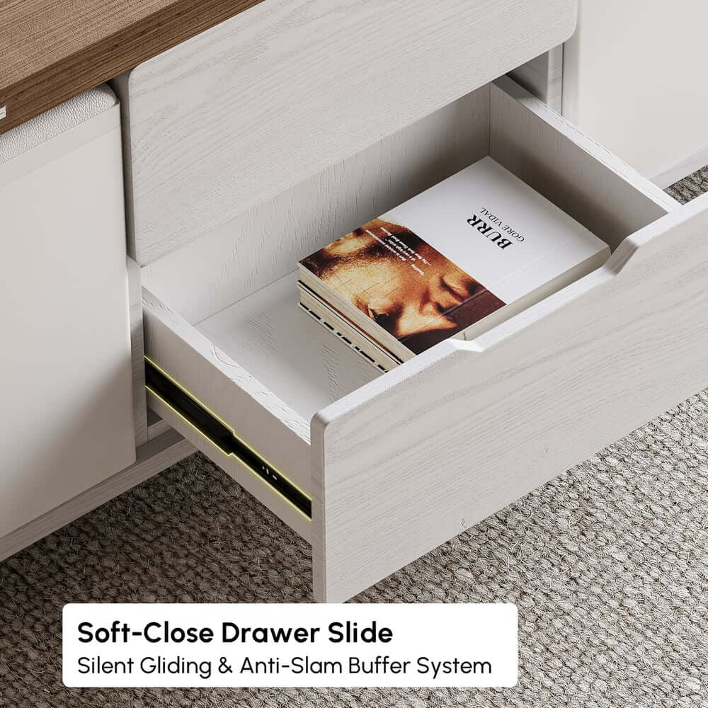 Modern Black Coffee Table with Storage Drawers & Wheels