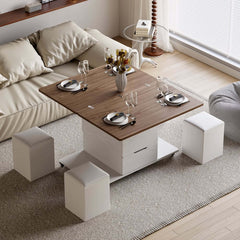 Modern Black Coffee Table with Storage Drawers & Wheels