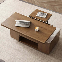 Modern Black Coffee Table with Storage Drawers & Wheels
