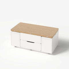 Modern Black Coffee Table with Storage Drawers & Wheels