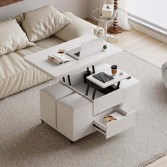 Modern Black Coffee Table with Storage Drawers & Wheels