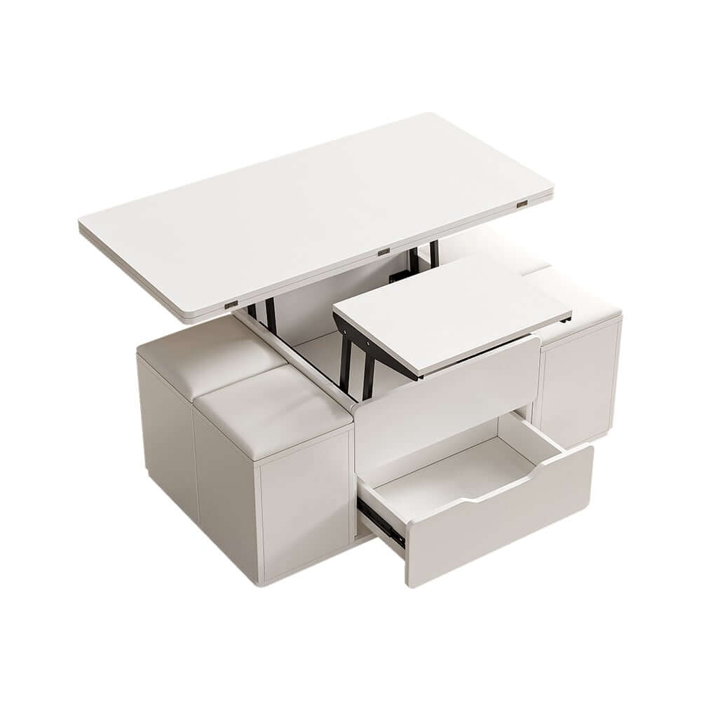 Modern Black Coffee Table with Storage Drawers & Wheels