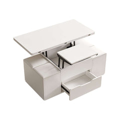 Modern Black Coffee Table with Storage Drawers & Wheels