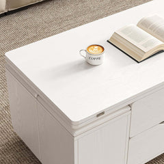 Modern Black Coffee Table with Storage Drawers & Wheels