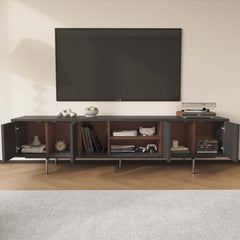 Modern Black Corner TV Stand With Adjustable Shelves