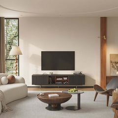 Modern Black Corner TV Stand With Adjustable Shelves