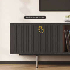 Modern Black Corner TV Stand With Adjustable Shelves