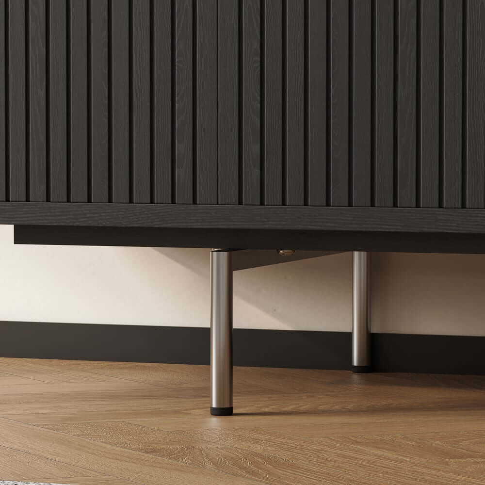 Modern Black Corner TV Stand With Adjustable Shelves