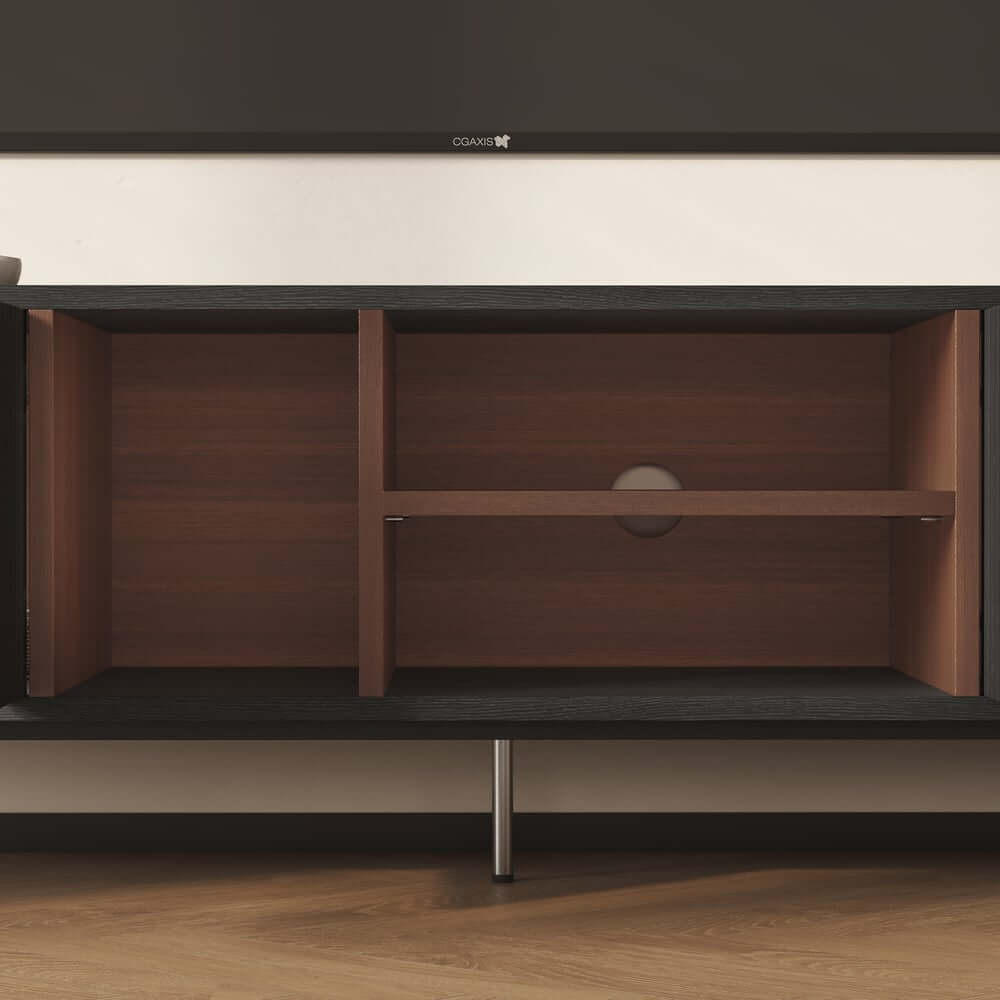Modern Black Corner TV Stand With Adjustable Shelves