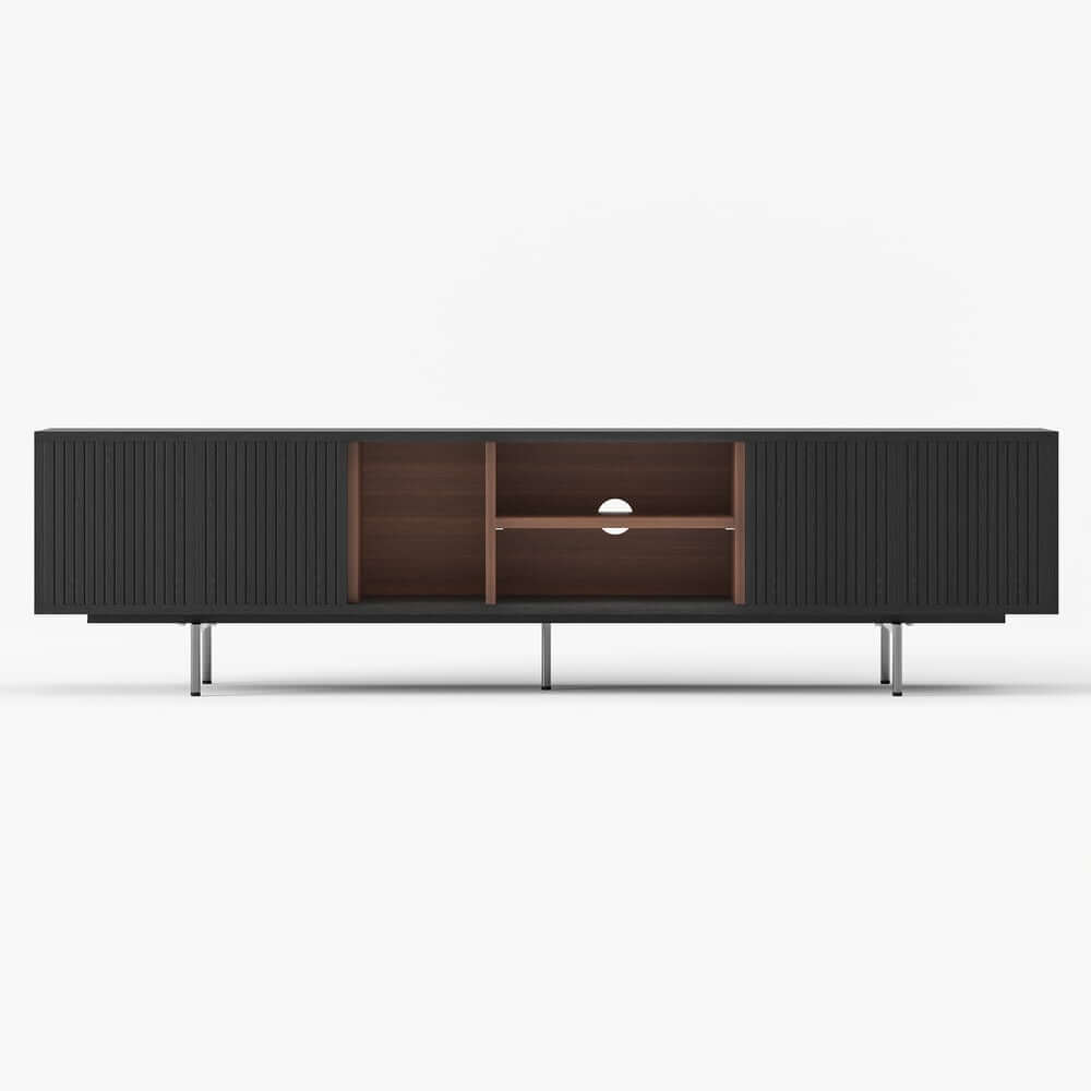 Modern Black Corner TV Stand With Adjustable Shelves
