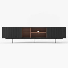 Modern Black Corner TV Stand With Adjustable Shelves