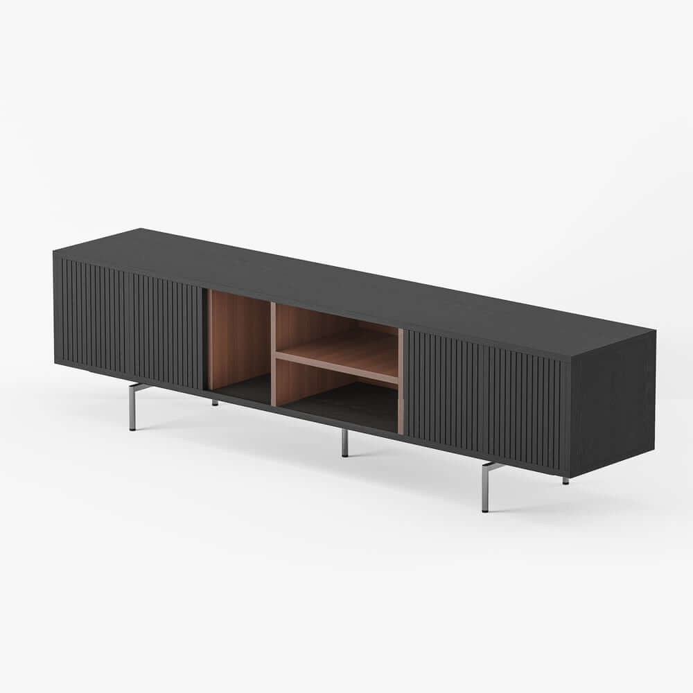 Modern Black Corner TV Stand With Adjustable Shelves