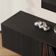 Modern Black Corner TV Stand With Adjustable Shelves