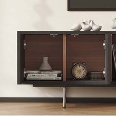 Modern Black Corner TV Stand With Adjustable Shelves