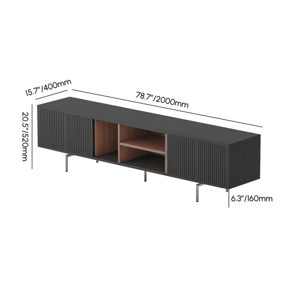 Modern Black Corner TV Stand With Adjustable Shelves Dimensions