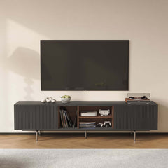 Modern Black Corner TV Stand With Adjustable Shelves Main Product Image