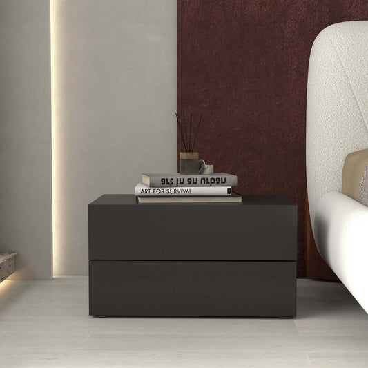 Modern Black Engineered Wood Nightstand With Drawers Main Product Image