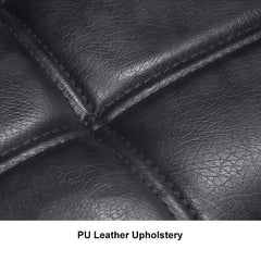 Modern Black Faux Leather Bar Stools With Footrest Set