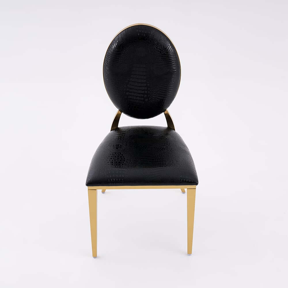 Modern Black Faux Leather Side Chairs With Gold Legs, Set Of 2