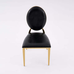 Modern Black Faux Leather Side Chairs With Gold Legs, Set Of 2