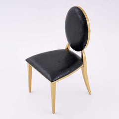 Modern Black Faux Leather Side Chairs With Gold Legs, Set Of 2