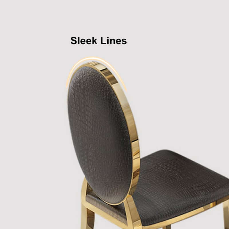 Modern Black Faux Leather Side Chairs With Gold Legs, Set Of 2