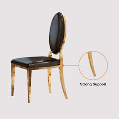 Modern Black Faux Leather Side Chairs With Gold Legs, Set Of 2