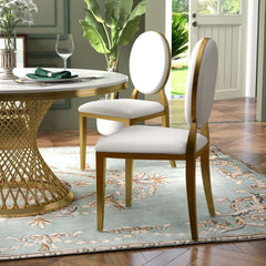 Modern Black Faux Leather Side Chairs With Gold Legs, Set Of 2