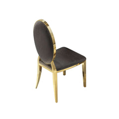 Modern Black Faux Leather Side Chairs With Gold Legs, Set Of 2