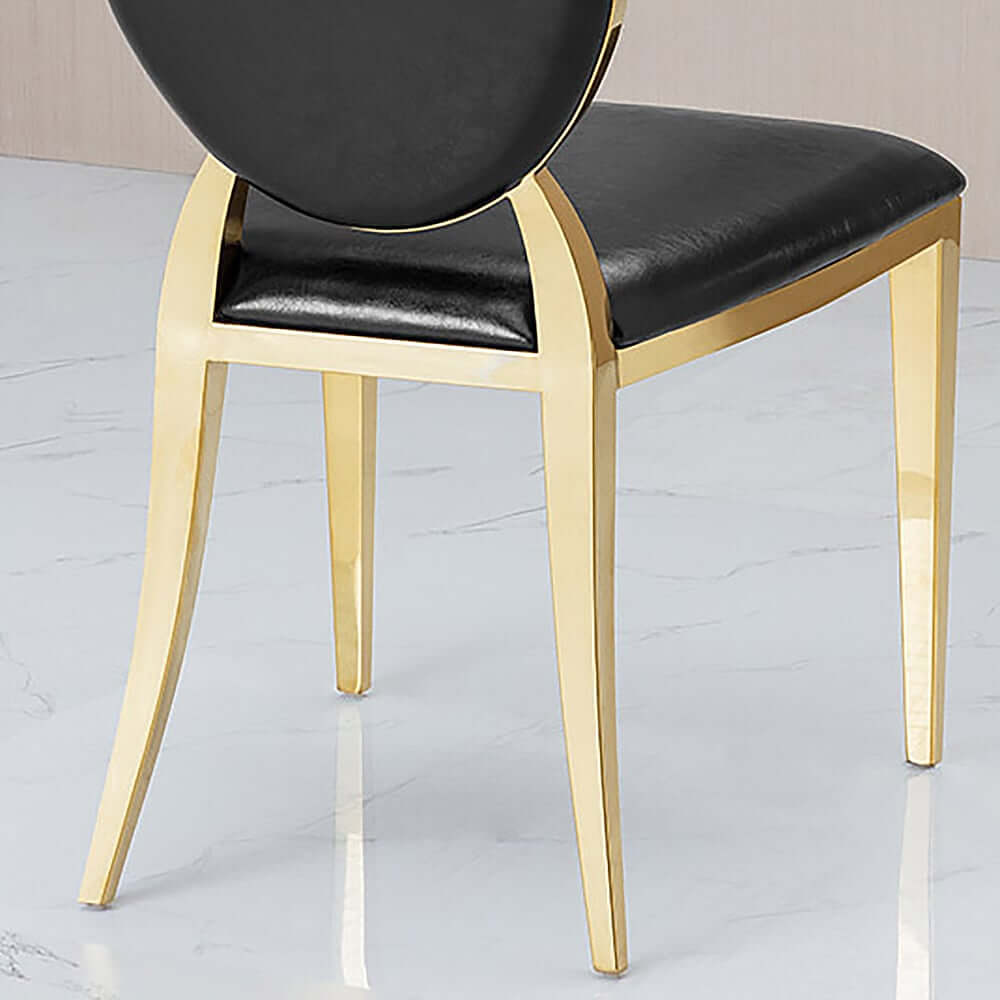 Modern Black Faux Leather Side Chairs With Gold Legs, Set Of 2