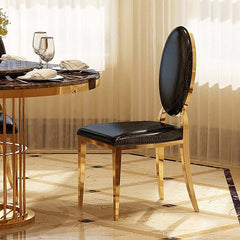 Modern Black Faux Leather Side Chairs With Gold Legs, Set Of 2 Main Product Image