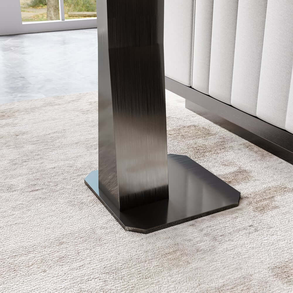 Modern Black Faux Marble Side Table With Stainless Steel Base