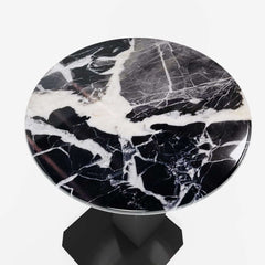 Modern Black Faux Marble Side Table With Stainless Steel Base