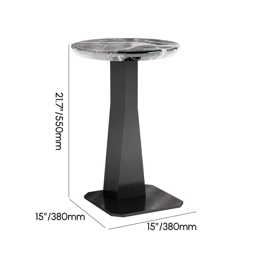 Modern Black Faux Marble Side Table With Stainless Steel Base Dimensions