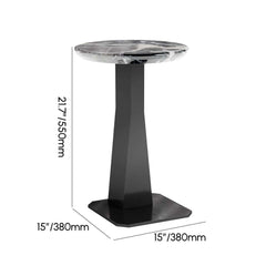 Modern Black Faux Marble Side Table With Stainless Steel Base Dimensions