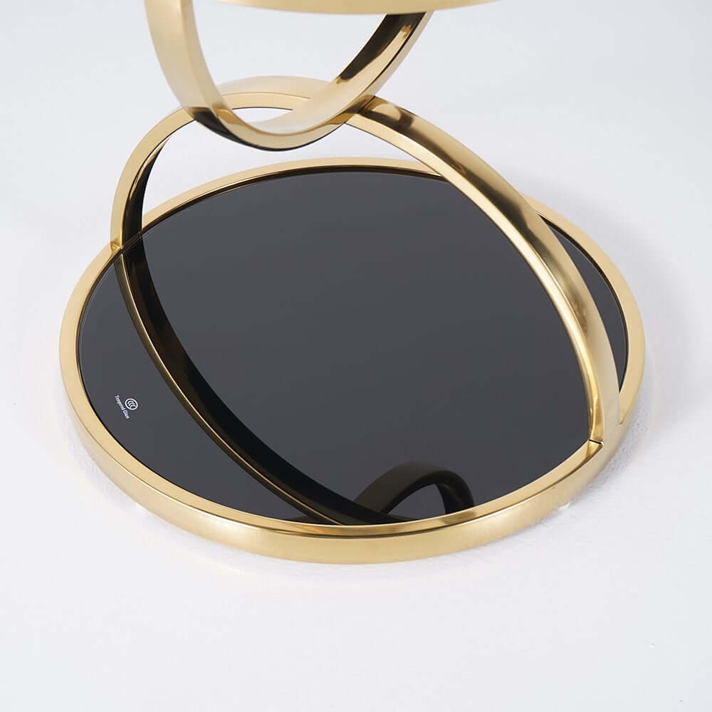 Modern Black Glass Side Table With Stainless Steel Base