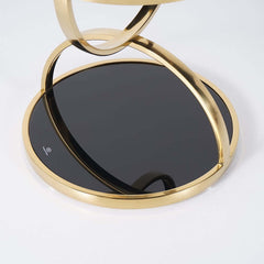 Modern Black Glass Side Table With Stainless Steel Base