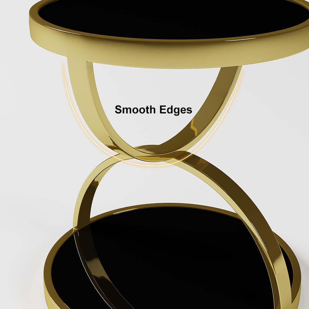 Modern Black Glass Side Table With Stainless Steel Base