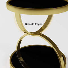 Modern Black Glass Side Table With Stainless Steel Base