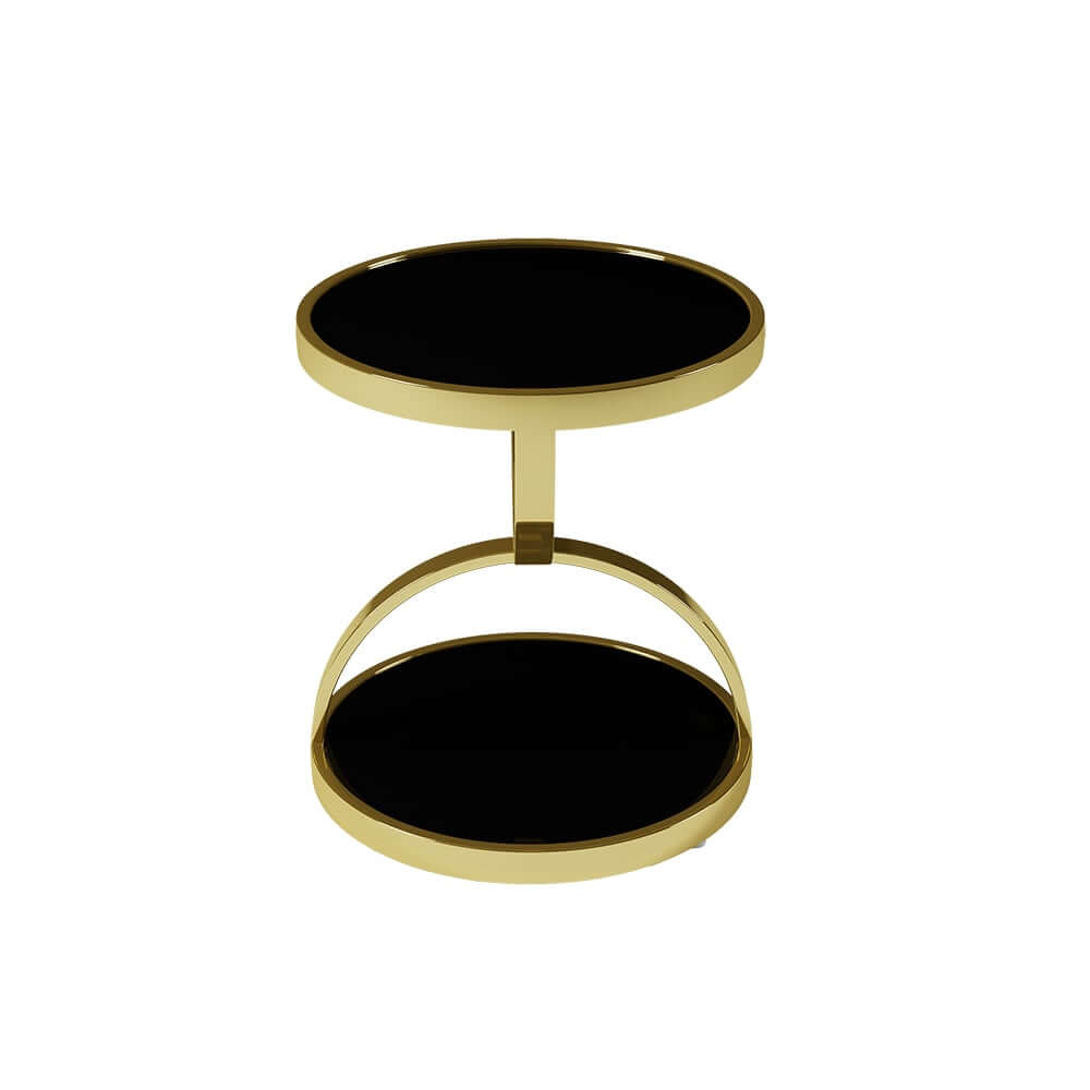 Modern Black Glass Side Table With Stainless Steel Base
