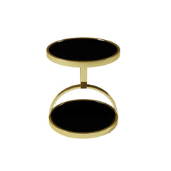 Modern Black Glass Side Table With Stainless Steel Base