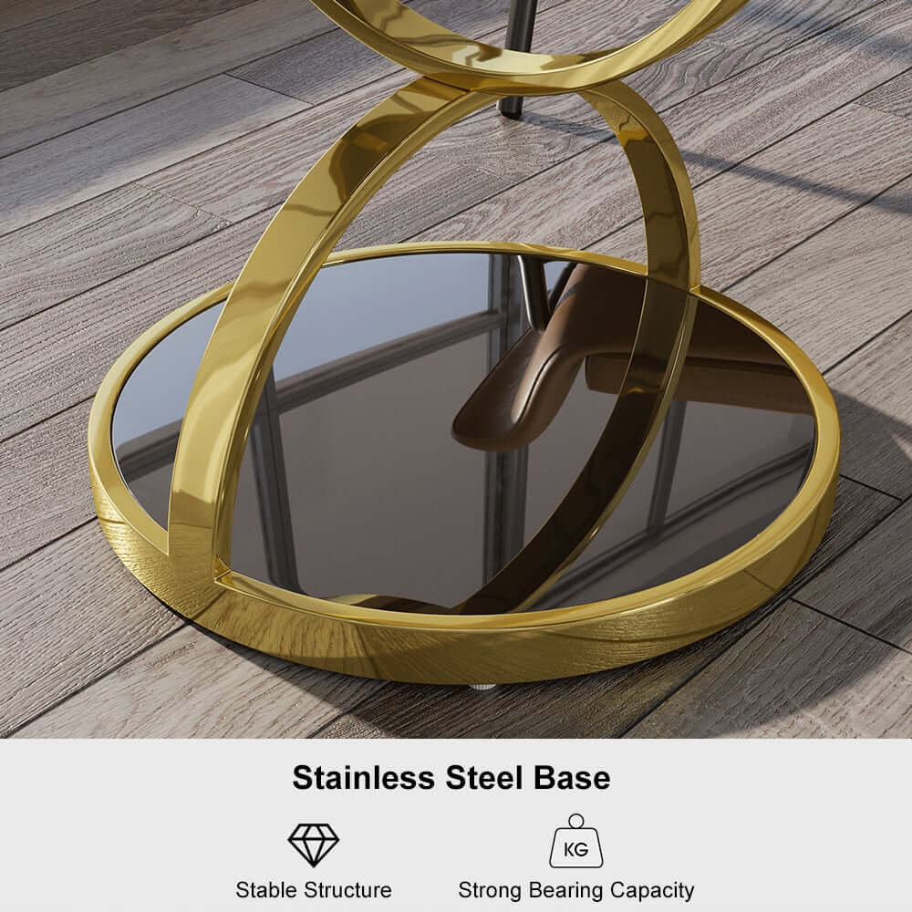 Modern Black Glass Side Table With Stainless Steel Base
