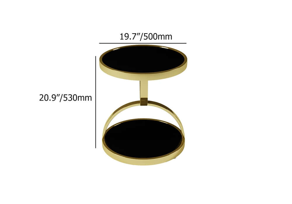 Modern Black Glass Side Table With Stainless Steel Base Dimensions