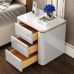 Modern Black & Gold 3-Drawer Nightstand - Engineered Wood