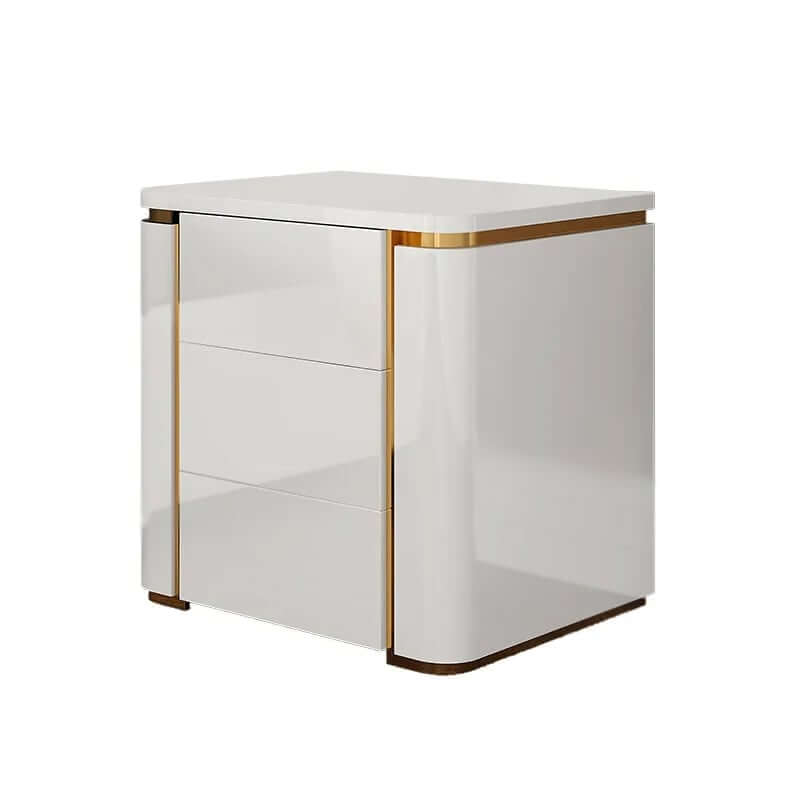 Modern Black & Gold 3-Drawer Nightstand - Engineered Wood