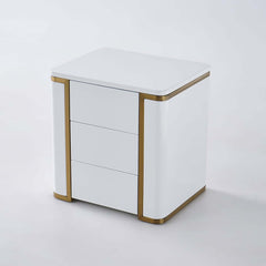 Modern Black & Gold 3-Drawer Nightstand - Engineered Wood